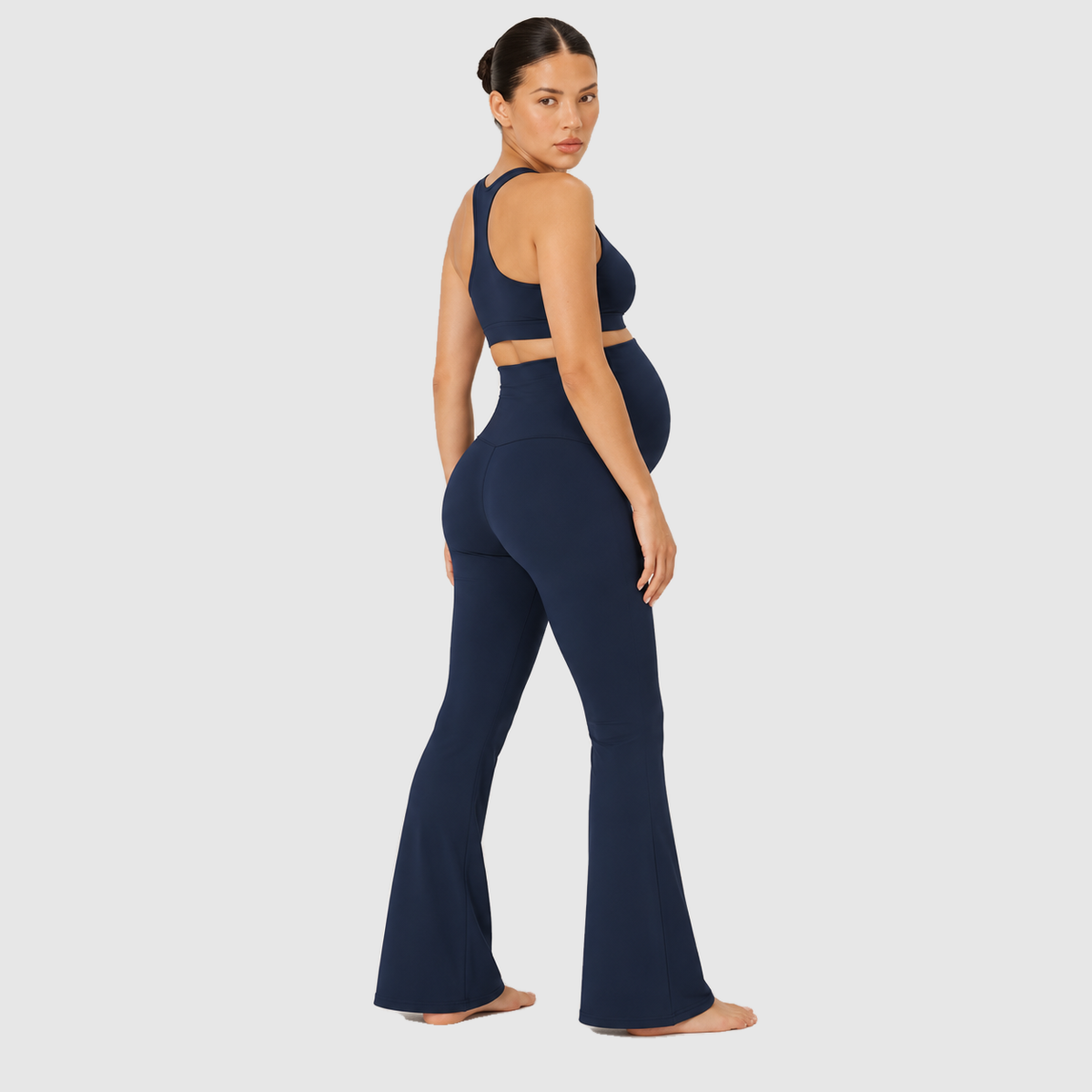 Flared Seamless Maternity Leggings #color_navy_blue