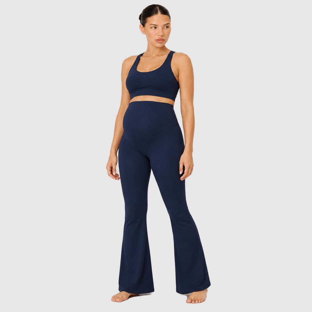 Flared Seamless Maternity Leggings #color_navy_blue