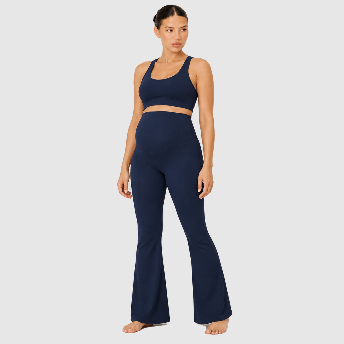 Flared Seamless Maternity Leggings #color_navy_blue