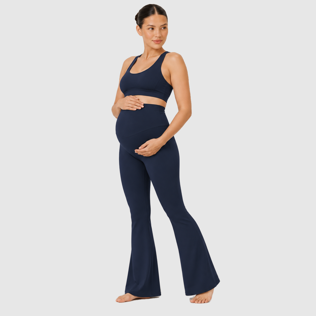 Flared Seamless Maternity Leggings #color_navy_blue