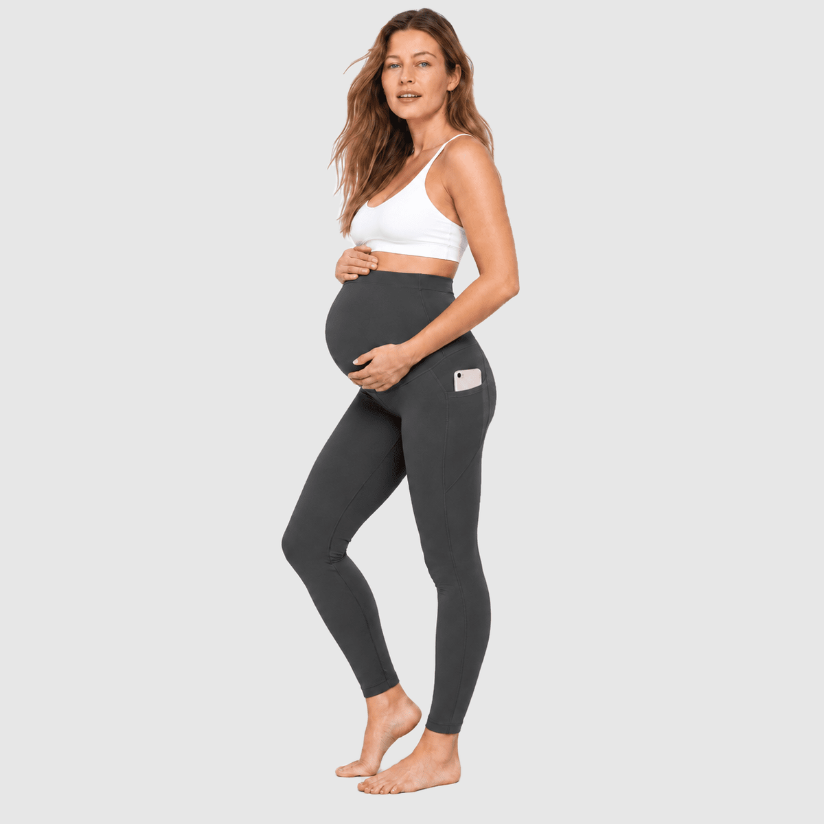 Pocket Maternity Leggings - Bumpshape #color_light_gray