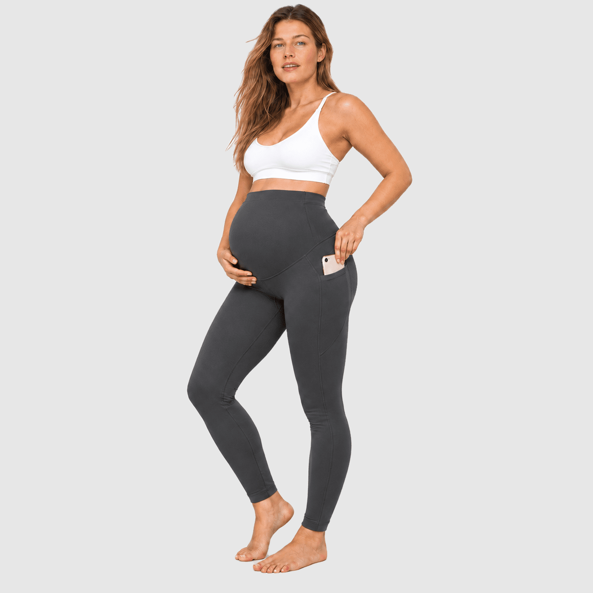 Pocket Maternity Leggings - Bumpshape #color_light_gray