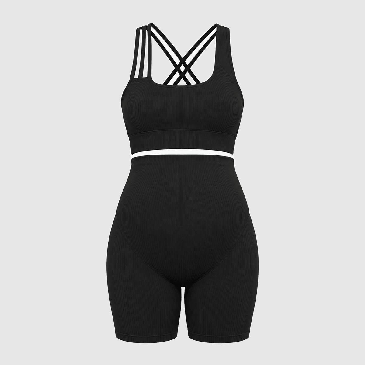 Power Seamless Maternity Set Black - Bumpshape #color_black