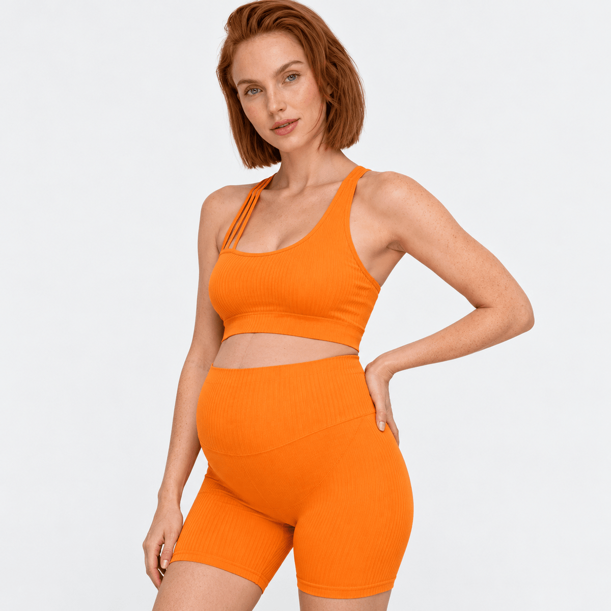 Power Seamless Maternity Set Orange - Bumpshape