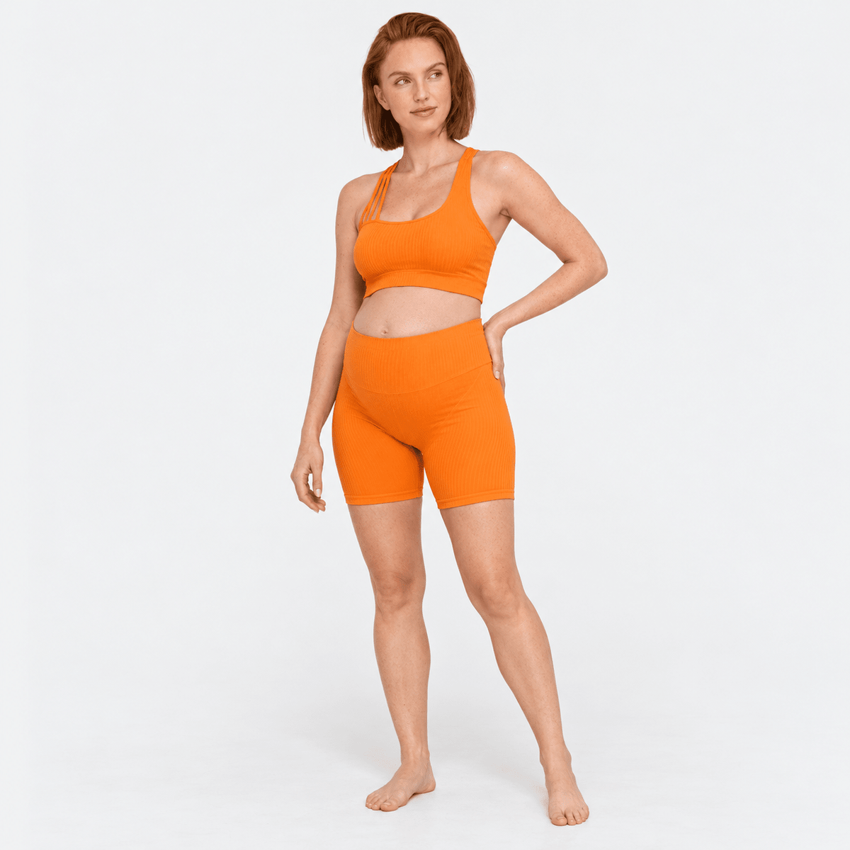Power Seamless Maternity Set Orange - Bumpshape